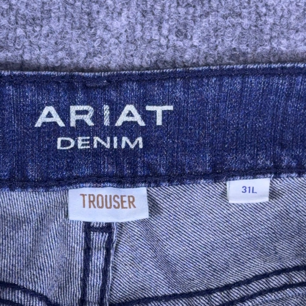 Ariat Denim Trouser Jeans Womens 31L Medium Wash Wide Leg Western Blue - Picture 9 of 12